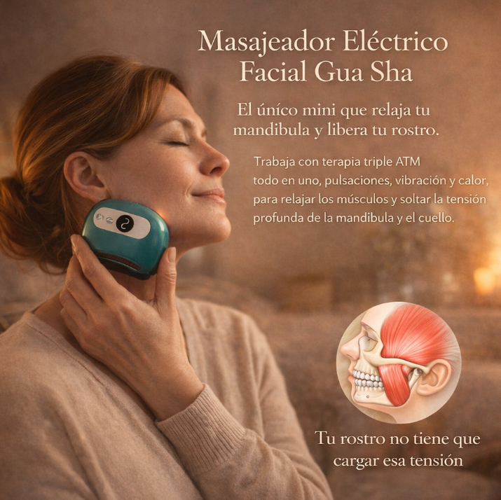 Masajeador Eléctrico Facial ATM™. El único mini que relaja tu mandíbula y libera tu rostro