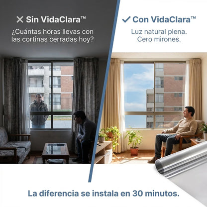 Lámina Espejo para Ventanas - Sin Mirones ni Cortinas, VidaClara™ te ilumina.