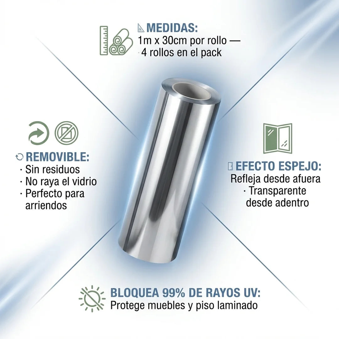 Lámina Espejo para Ventanas - Sin Mirones ni Cortinas, VidaClara™ te ilumina.
