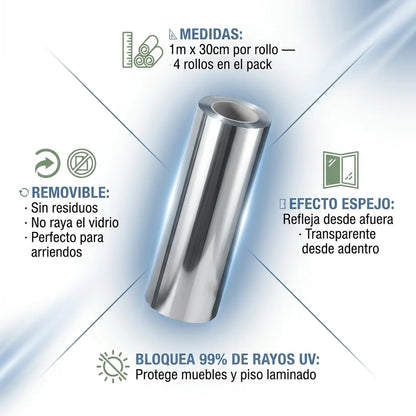 Lámina Espejo para Ventanas - Sin Mirones ni Cortinas, VidaClara™ te ilumina.