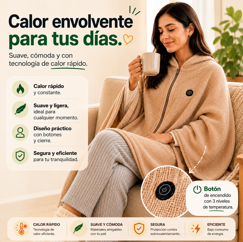 Manta Térmica Eléctrica USB Tipo Poncho
