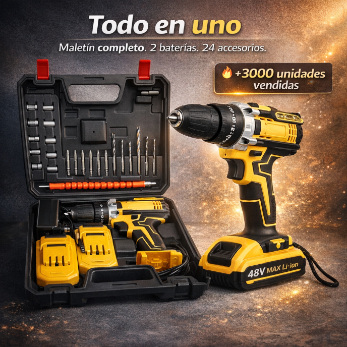 Taladro PRO 2X48V — Compacto, potente, inalámbrico